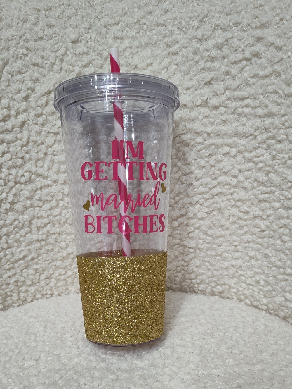 Pink & Gold Bridal Tumbler - 'I'm Getting Married' Party Cup
